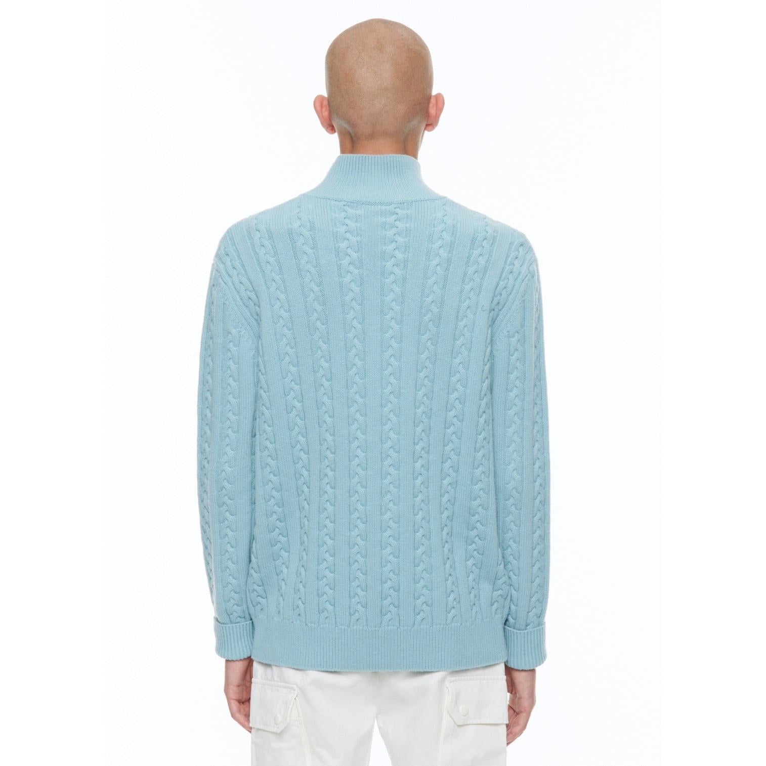 Fursac - Pull Torsadé En Laine Et Cachemire - Bleu Ciel