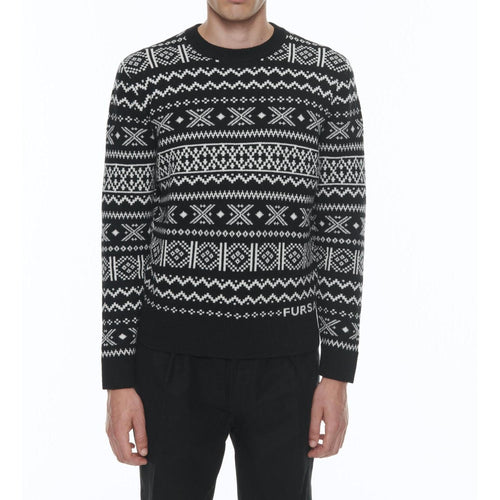 Pull À Col Rond En Laine - Noir Et Blanc