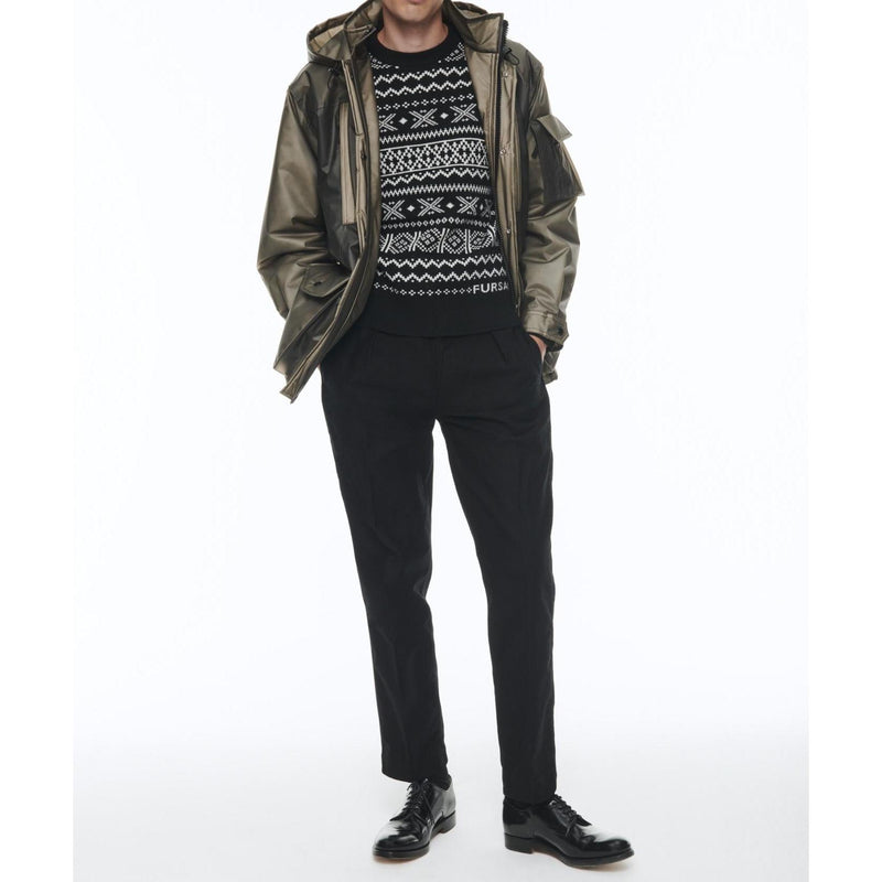 Pull À Col Rond En Laine - Noir Et Blanc