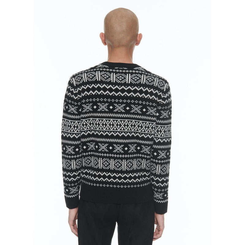 Pull À Col Rond En Laine - Noir Et Blanc