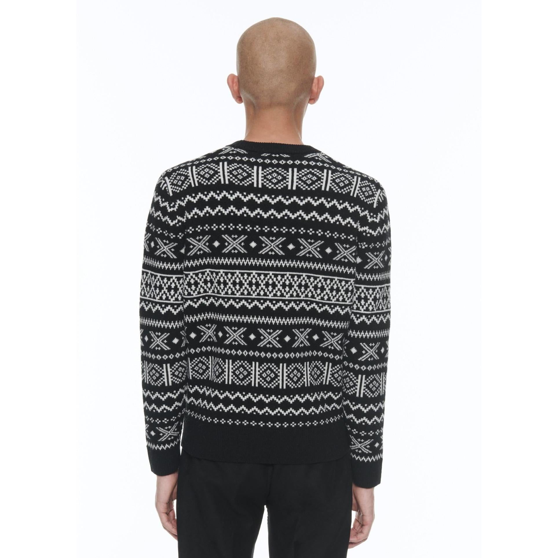 Jersey De Lana Con Cuello Redondo - Blanco Y Negro