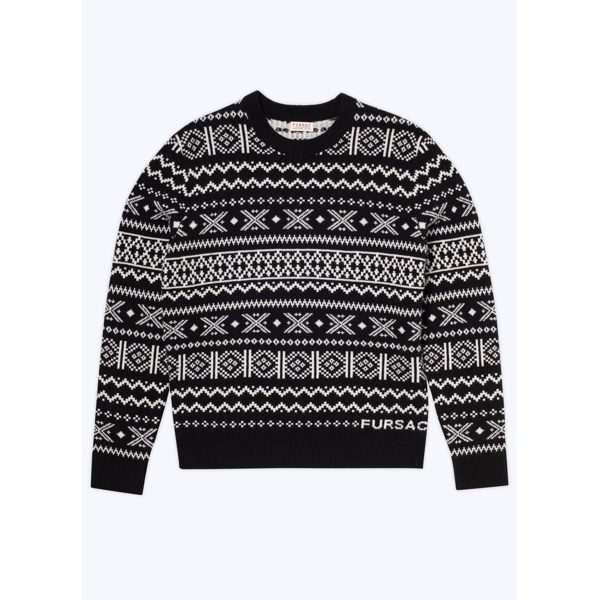 Jersey De Lana Con Cuello Redondo - Blanco Y Negro