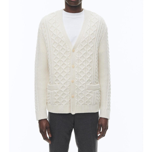 Cable-Knit Wool Cardigan - Ecru