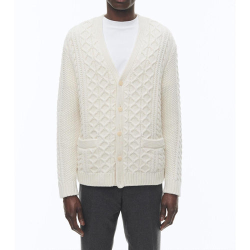 Cardigan Torsadé En Laine - Ecru