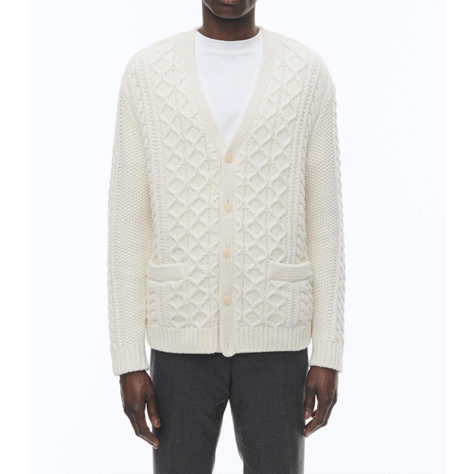 Fursac - Cable-Knit Wool Cardigan - Ecru