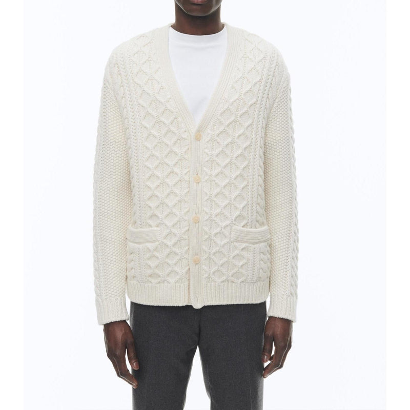 Cardigan Torsadé En Laine - Ecru