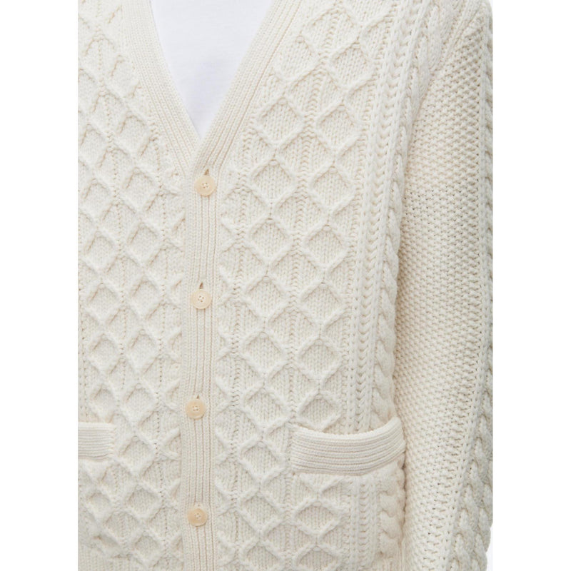 Cardigan Torsadé En Laine - Ecru