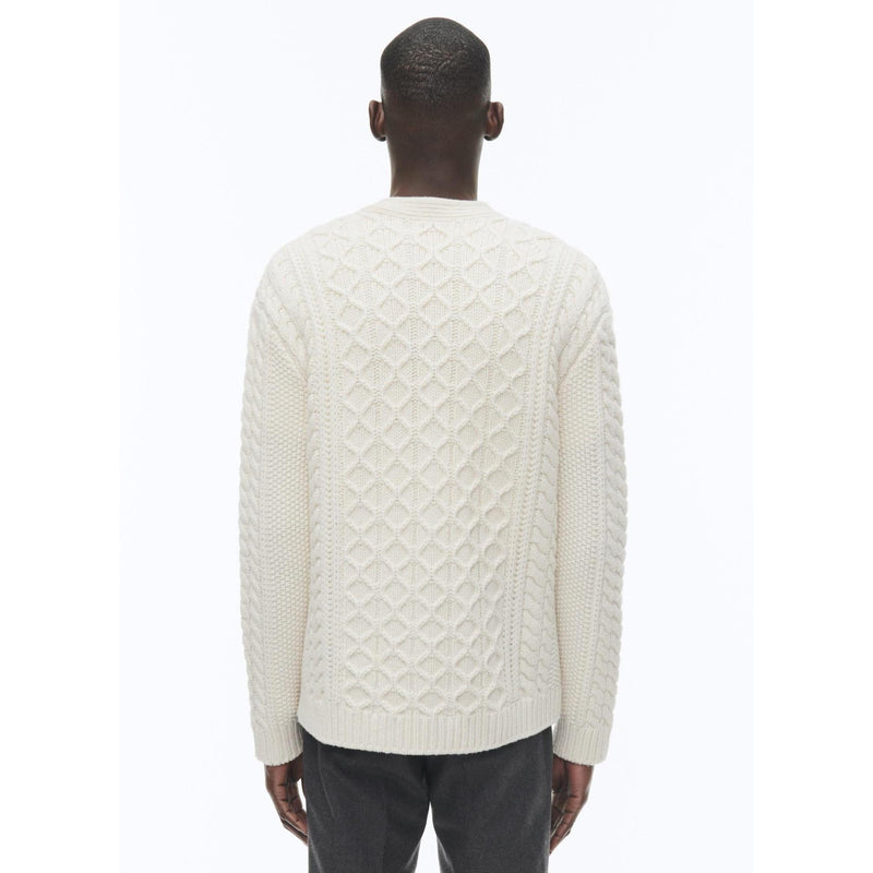 Cardigan Torsadé En Laine - Ecru