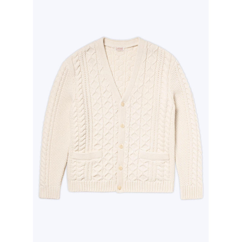 Cardigan Torsadé En Laine - Ecru