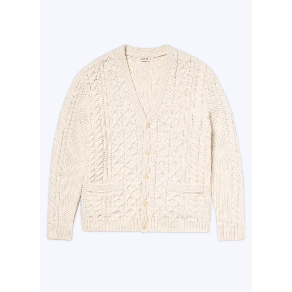 Fursac - Cable-Knit Wool Cardigan - Ecru