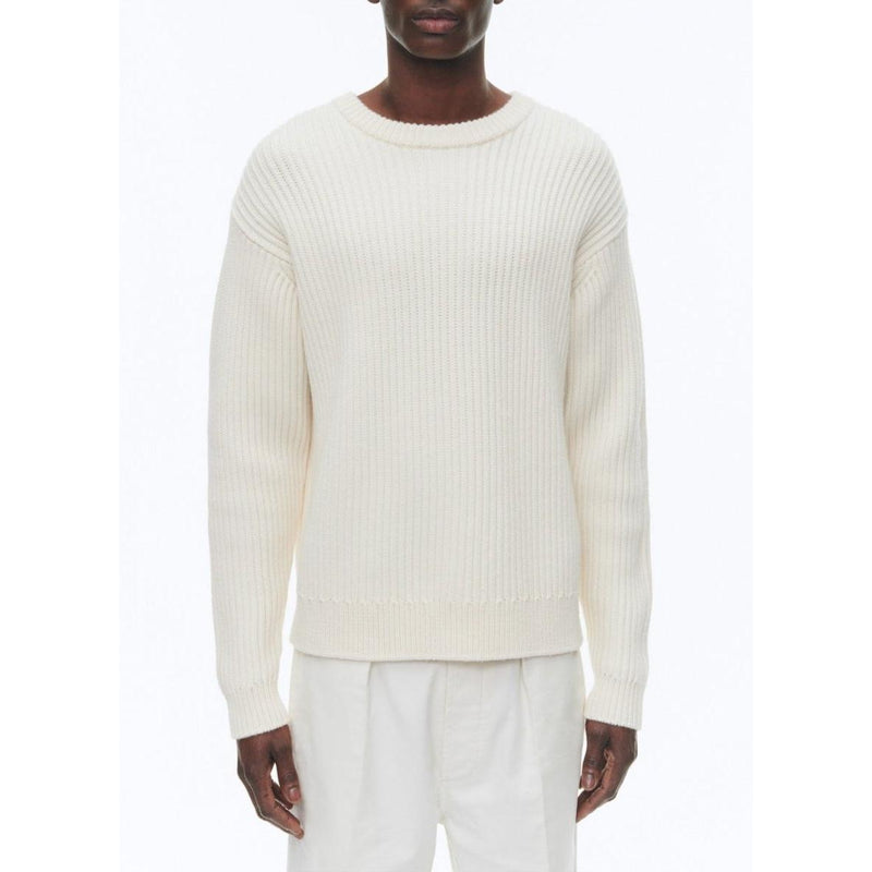 Pull Côtelé À Col Rond En Laine - Ecru