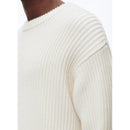 Pull Côtelé À Col Rond En Laine - Ecru