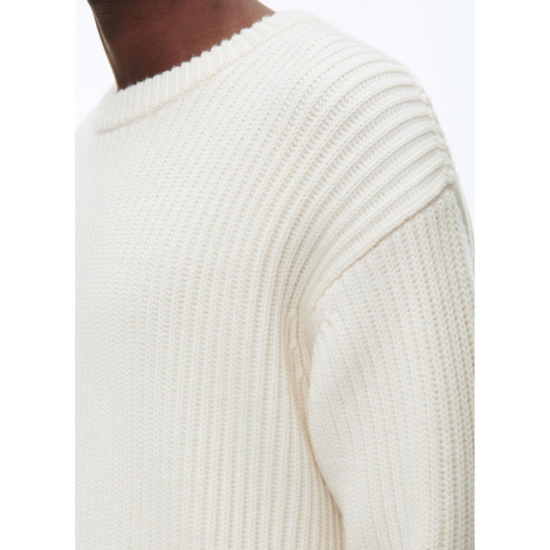 Pull Côtelé À Col Rond En Laine - Ecru