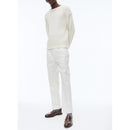 Pull Côtelé À Col Rond En Laine - Ecru