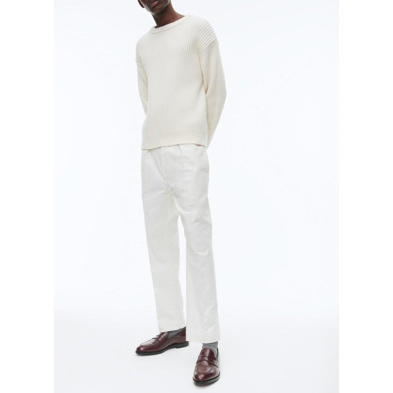 Pull Côtelé À Col Rond En Laine - Ecru