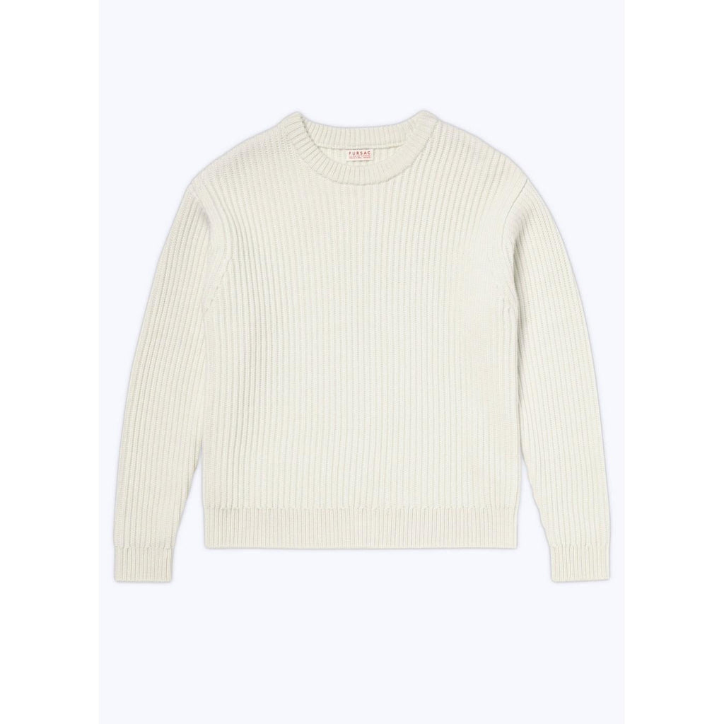 Fursac - Ribbed Round-Neck Wool Jumper - Ecru
