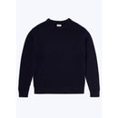 Ribbed Round Neck Wool Sweater - Navy