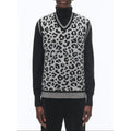 Fursac - Pull Col V Sans Manches En Laine - Jacquard Panthère Des Neiges