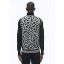 Pull Col V Sans Manches En Laine - Jacquard Panthère Des Neiges