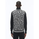 Pull Col V Sans Manches En Laine - Jacquard Panthère Des Neiges