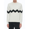 Fursac - Jersey Cuello Redondo En Lana Y Cachemira - Crudo - Zigzag Negro