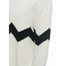 Pull Col Rond En Laine Et Cachemire - Ecru - Zig-Zag Noir