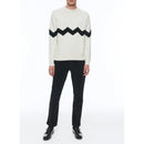 Pull Col Rond En Laine Et Cachemire - Ecru - Zig-Zag Noir