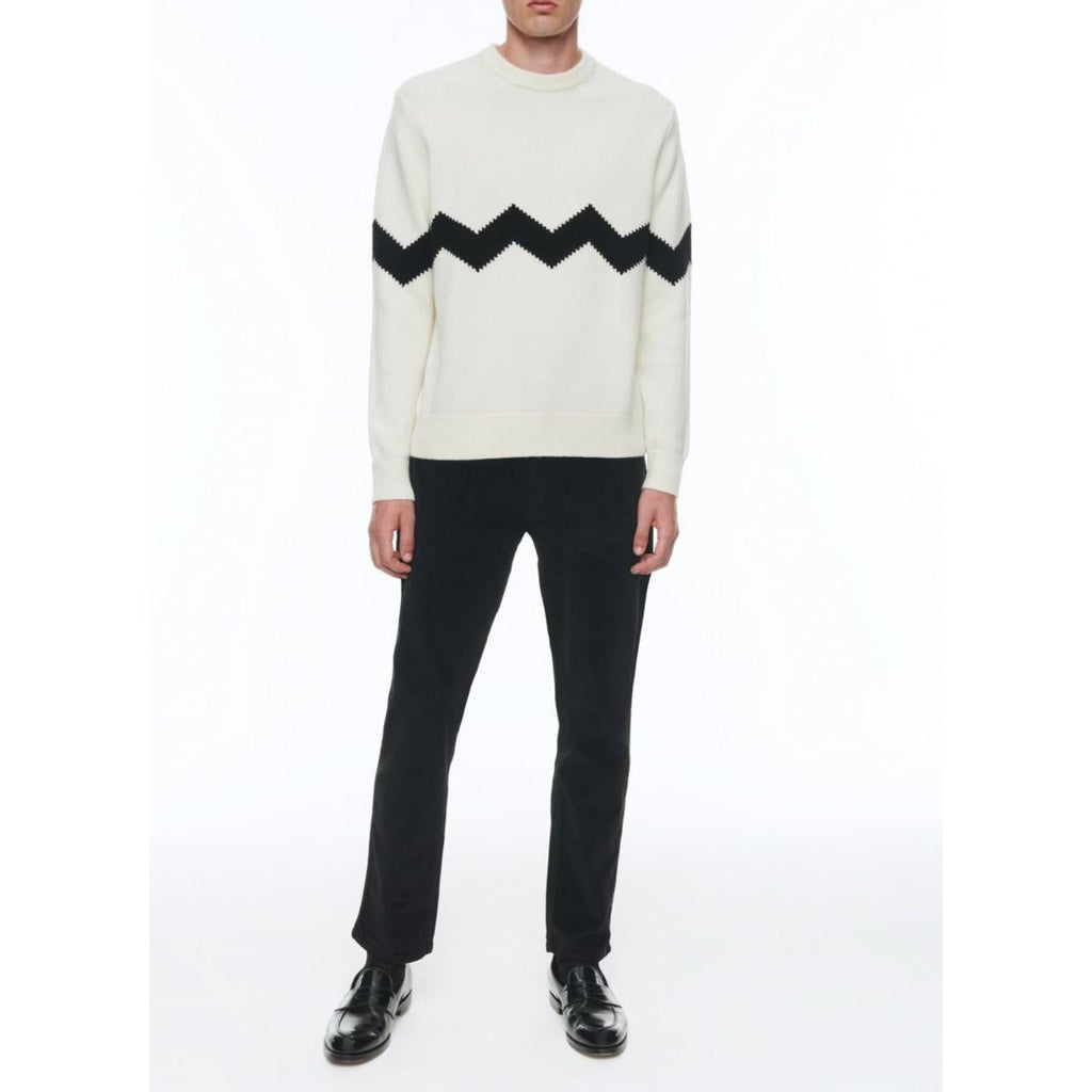 Fursac - Jersey Cuello Redondo En Lana Y Cachemira - Crudo - Zigzag Negro