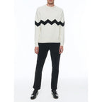 Fursac - Jersey Cuello Redondo En Lana Y Cachemira - Crudo - Zigzag Negro