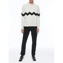 Jersey De Lana Y Cashmere Con Cuello Redondo - Crudo - Zig-Zag Negro