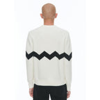 Fursac - Jersey Cuello Redondo En Lana Y Cachemira - Crudo - Zigzag Negro