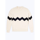 Pull Col Rond En Laine Et Cachemire - Ecru - Zig-Zag Noir