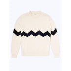 Fursac - Jersey Cuello Redondo En Lana Y Cachemira - Crudo - Zigzag Negro