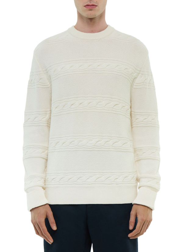 Horizontal Cable-Knit Jumper - Ecru