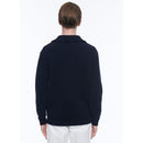 Wool And Cotton Trucker Neck Sweater - Navy