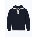 Wool And Cotton Trucker Neck Sweater - Navy