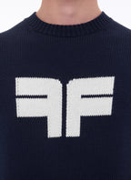 Pull Col Rond Logo Fursac En Intarsia - Marine