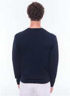 Pull Col Rond Logo Fursac En Intarsia - Marine