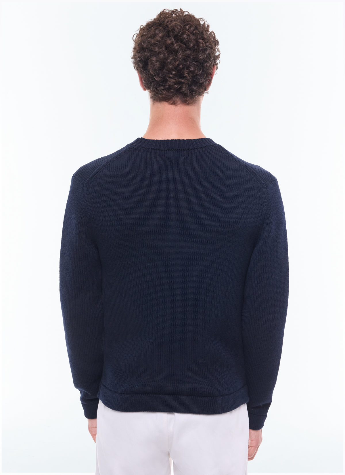 Pull Col Rond Logo Fursac En Intarsia - Marine
