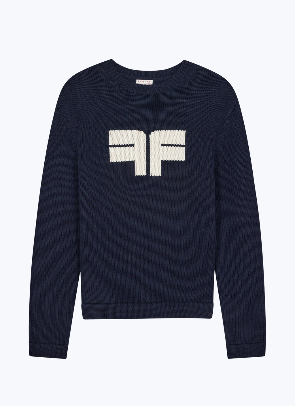 Pull Col Rond Logo Fursac En Intarsia - Marine