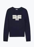 Pull Col Rond Logo Fursac En Intarsia - Marine