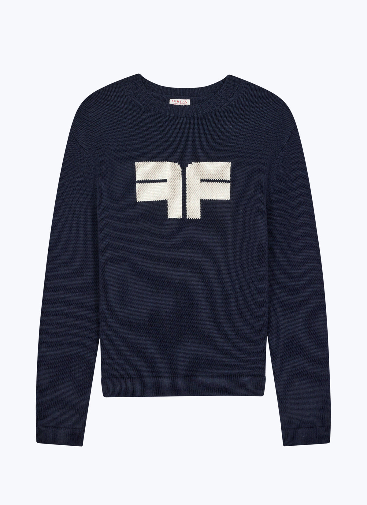 Pull Col Rond Logo Fursac En Intarsia - Marine