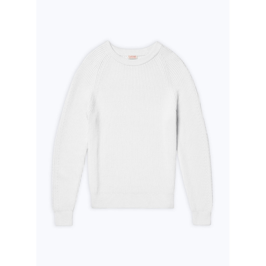 Maglione a coste inglesi e punto fantasia sulle maniche - Ecru
