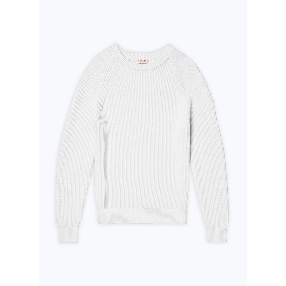 Maglione a coste inglesi e punto fantasia sulle maniche - Ecru