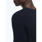 Certified Cotton And Wool Sweater - Navy Blue