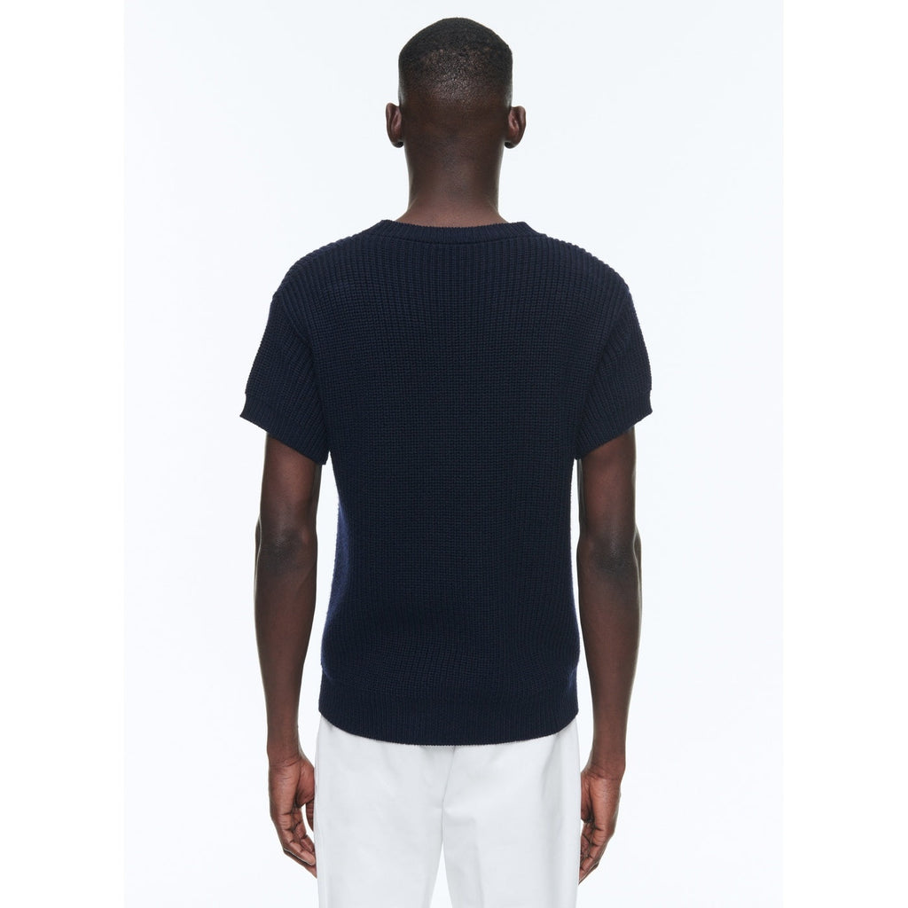 Jersey De Canalé De Lana Y Algodón - Azul Marino