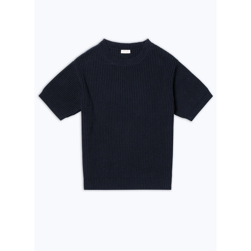 Pull À Côtes En Laine Et Coton - Bleu Marine