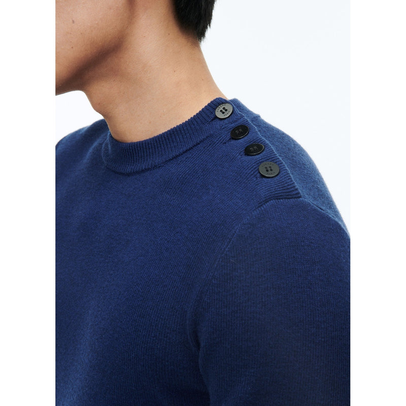Jersey de lana y algodón certificado - Azul oscuro