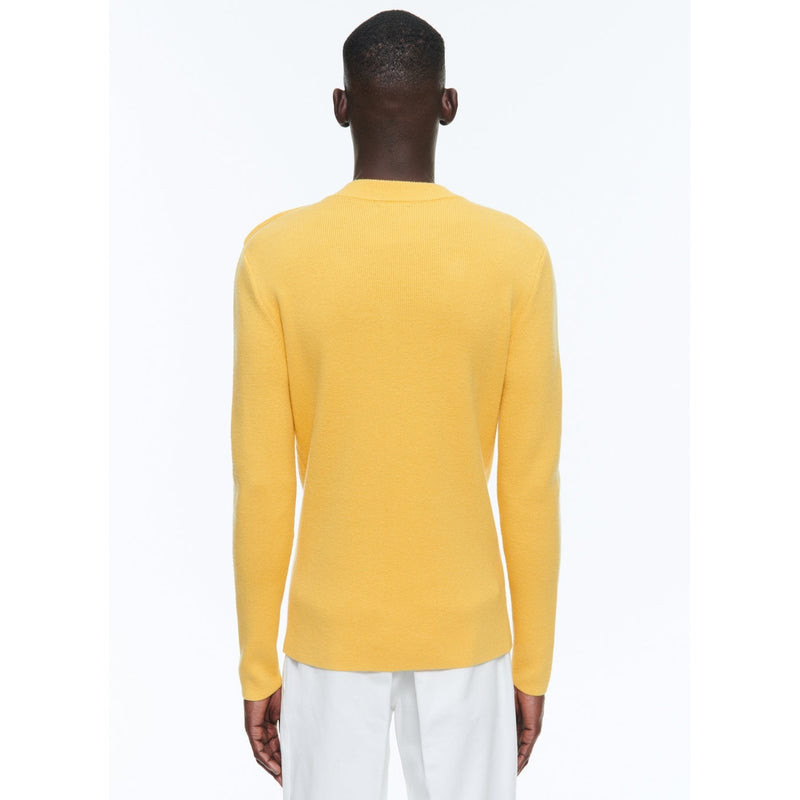 Pull Marin À Côtes Boutons Épaule - Jaune Paille