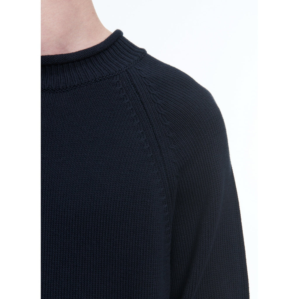 Jersey de algodón con cuello vuelto - Azul Marino